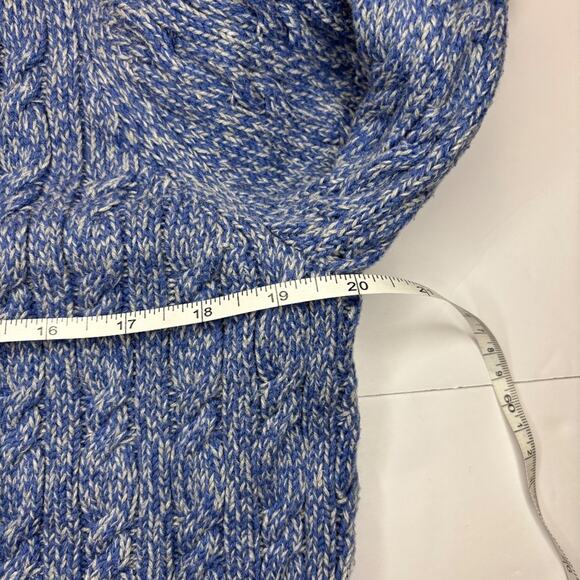 LL Bean Cable Knit Cardigan Button Up Womens L Pet. Blue Fisherman Coastal Grand - Picture 10 of 10